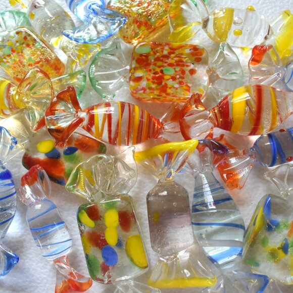 Hand Blown Glass Candies, Lot of 18, Vintage, Murano? - Picture 9 of 9